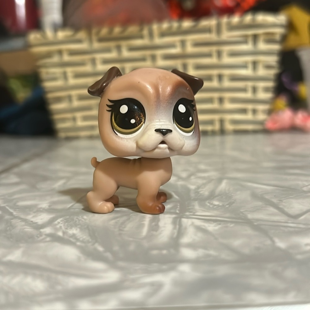 Littlest Pet Shop Authentic # 85 Bullina Doghouse Tan Brown G6 Bulldog